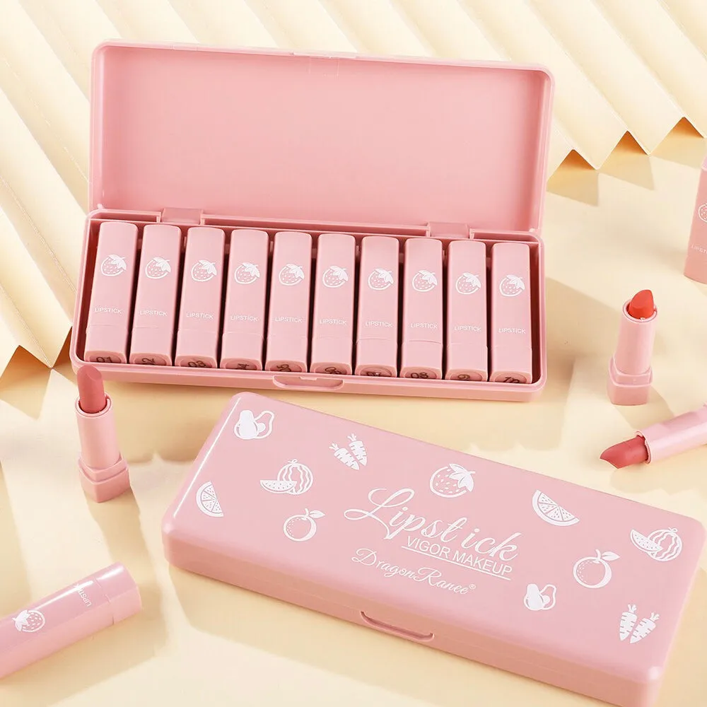 10pcs Dragon Ranee Mini Fruity Lipstick Set