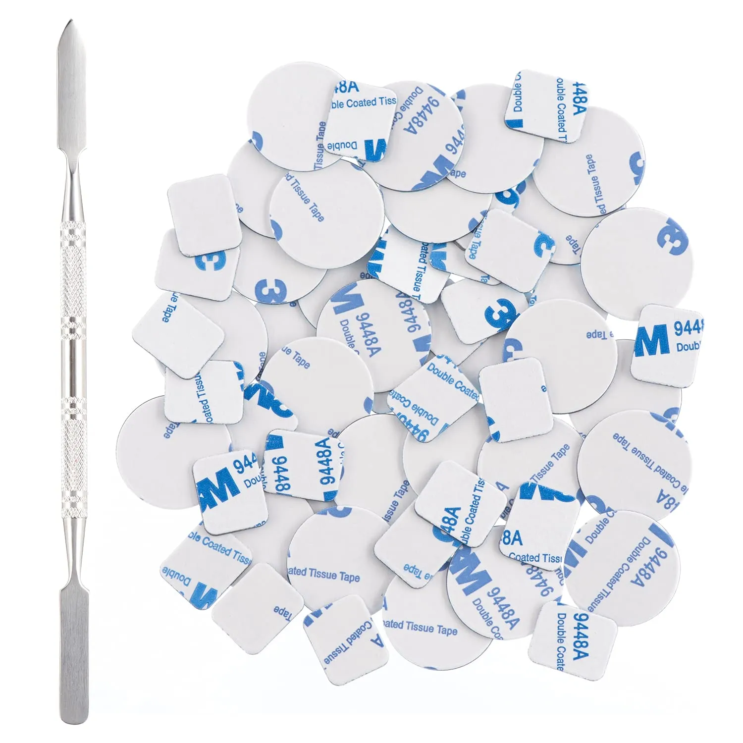 Allwon 56Pcs Metal Stickers for Magnetic Palette Empty Eyeshadow Makeup Palette   Depotting Spatula (28Pcs Round   28Pcs Square)