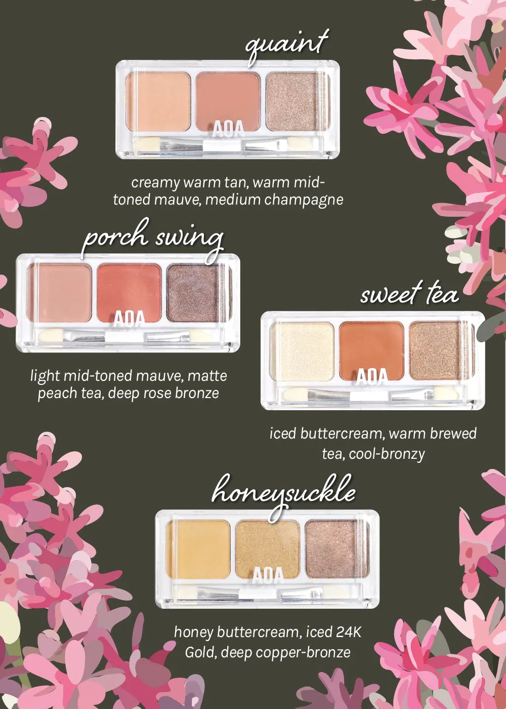 AOA Southern Charm 3 Color Eyeshadow Palettes