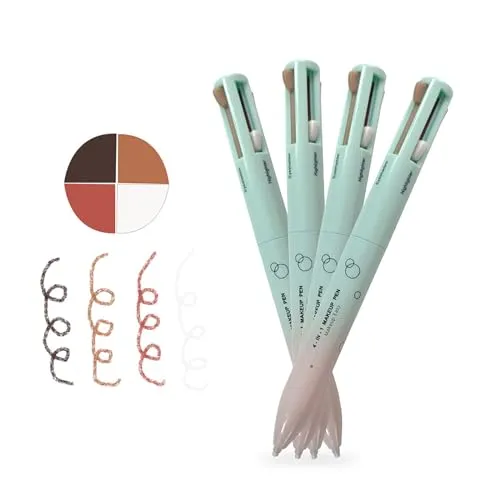 BeauFairy 4 in 1 Makeup Pen, Eye Liner, Brow Liner, Lip Liner, Highlighter Pen, All in One Waterproof Long-Lasting Multi-function Beauty Pencil, Facial Makeup Easy Carry Cosmetic for Wedding Party