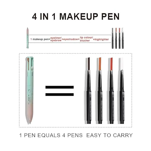 BeauFairy 4 in 1 Makeup Pen, Eye Liner, Brow Liner, Lip Liner, Highlighter Pen, All in One Waterproof Long-Lasting Multi-function Beauty Pencil, Facial Makeup Easy Carry Cosmetic for Wedding Party