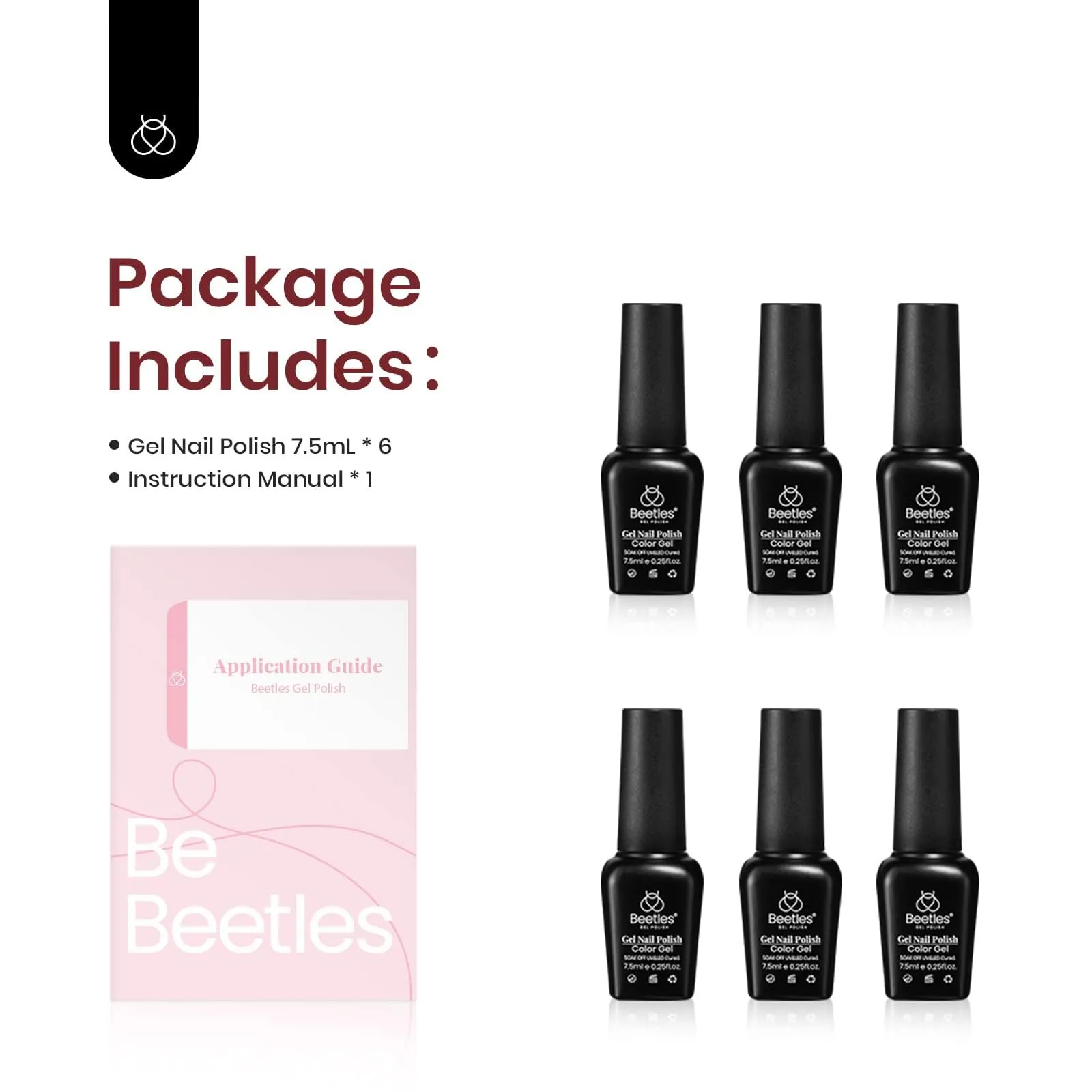 beetles Gel Polish Reflective Glitter Gel Nail Polish Set, 6 Colors Holographic Sparkle Glitter Gel,Flash Diamond Sliver Gold Black Red UV LED Soak Off Manicure Kit Gift for Women Girls