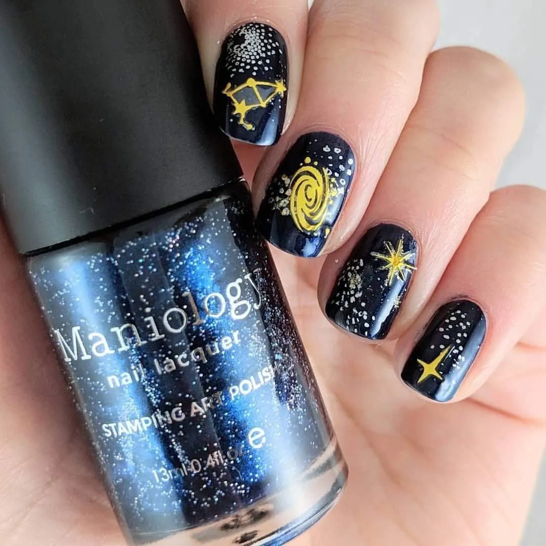 Celestial (B239) - Dark Navy Shimmer Stamping Polish