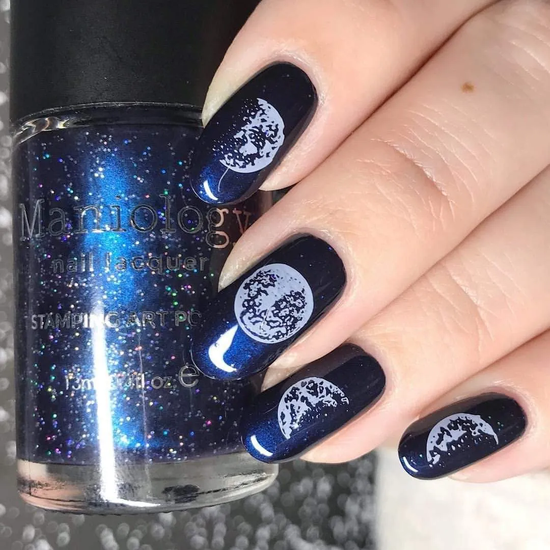 Celestial (B239) - Dark Navy Shimmer Stamping Polish