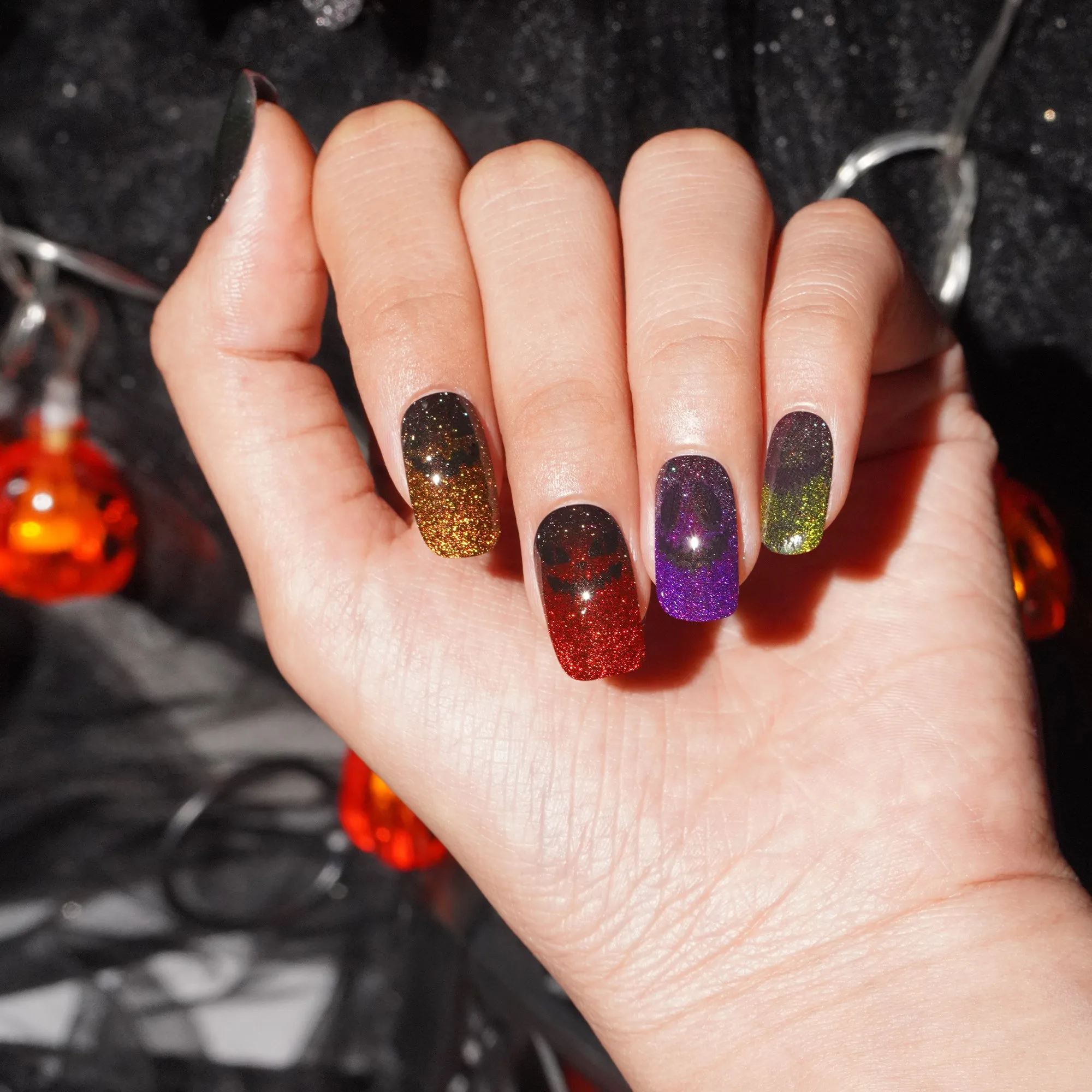 Creepy Multi-Color Halloween Semi-Cured Gel Nail Strips | Spooky Night - 2603