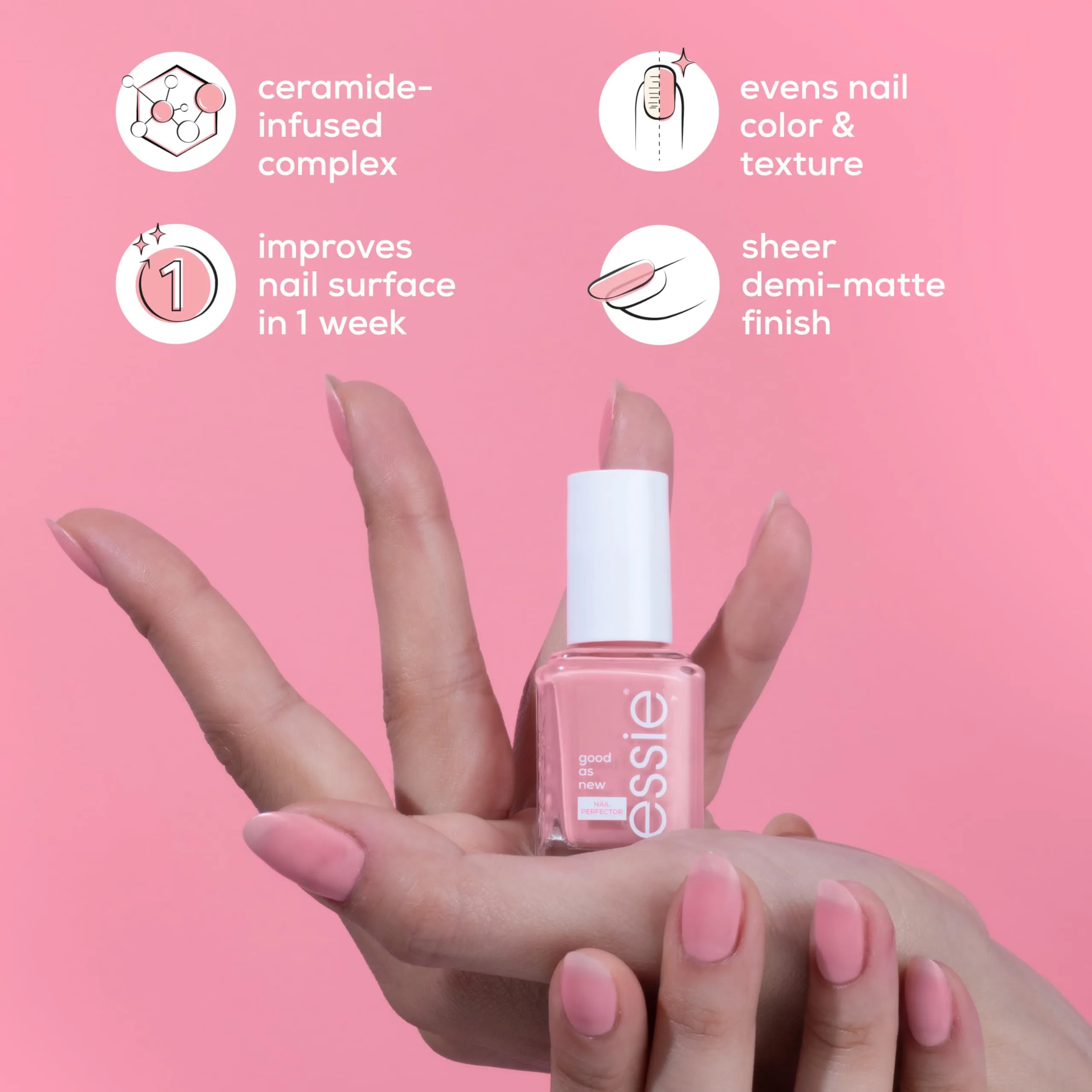 essie Nail Care, Ceramide-Infused Nail Treatment, Vegan, Good As New Nail Concealer & Perfector, 0.46 Fl Oz