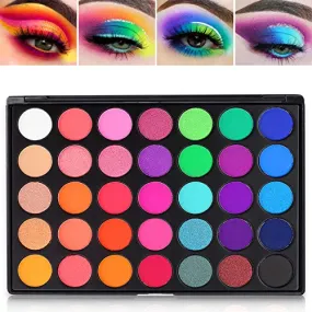 Eyeshadow Palette, 35 Bright Colors Matte Shimmer Eyeshadow Makeup Pallete - Long lasting and High Pigment Silky Powder Eye Shadow Cosmetics Set #35E