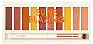 FLOWER BEAUTY Shimmer & Shade Eyeshadow Palette | 10 Mix-and-Match Matte & Shimmery Shades | Eye Makeup with Brush Included | Cruelty Free (Sun's Blazing)