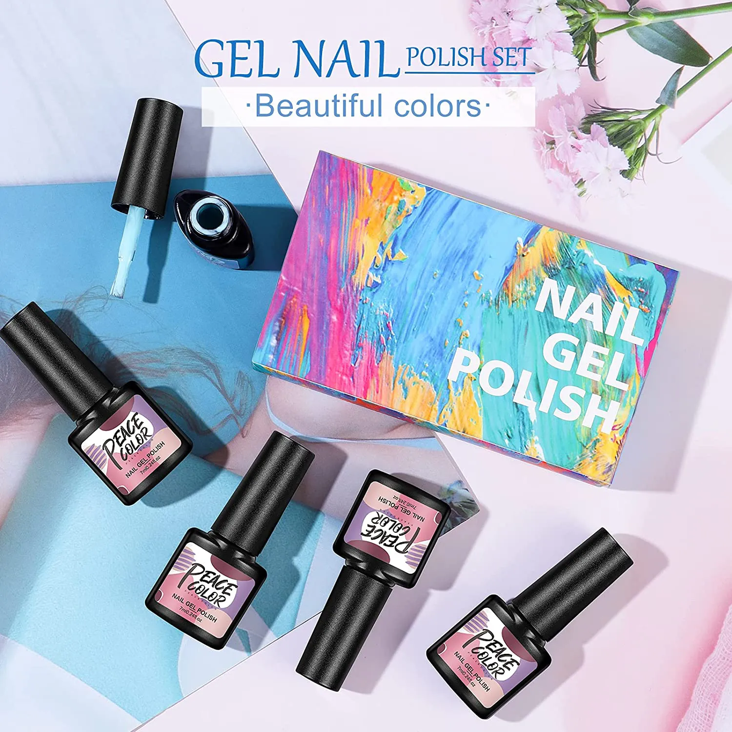 Gel Nail Polish Kit with UV Light 20 Colors Professional Gel Nail Polish Set No Wipe Base Top Coat 24W UV LED Nail Lamp for Nails Manicure Tools Nail Art Set