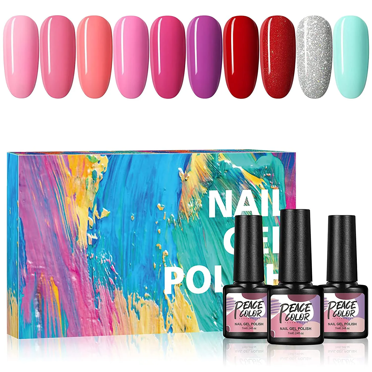 Gel Nail Polish Kit with UV Light 20 Colors Professional Gel Nail Polish Set No Wipe Base Top Coat 24W UV LED Nail Lamp for Nails Manicure Tools Nail Art Set