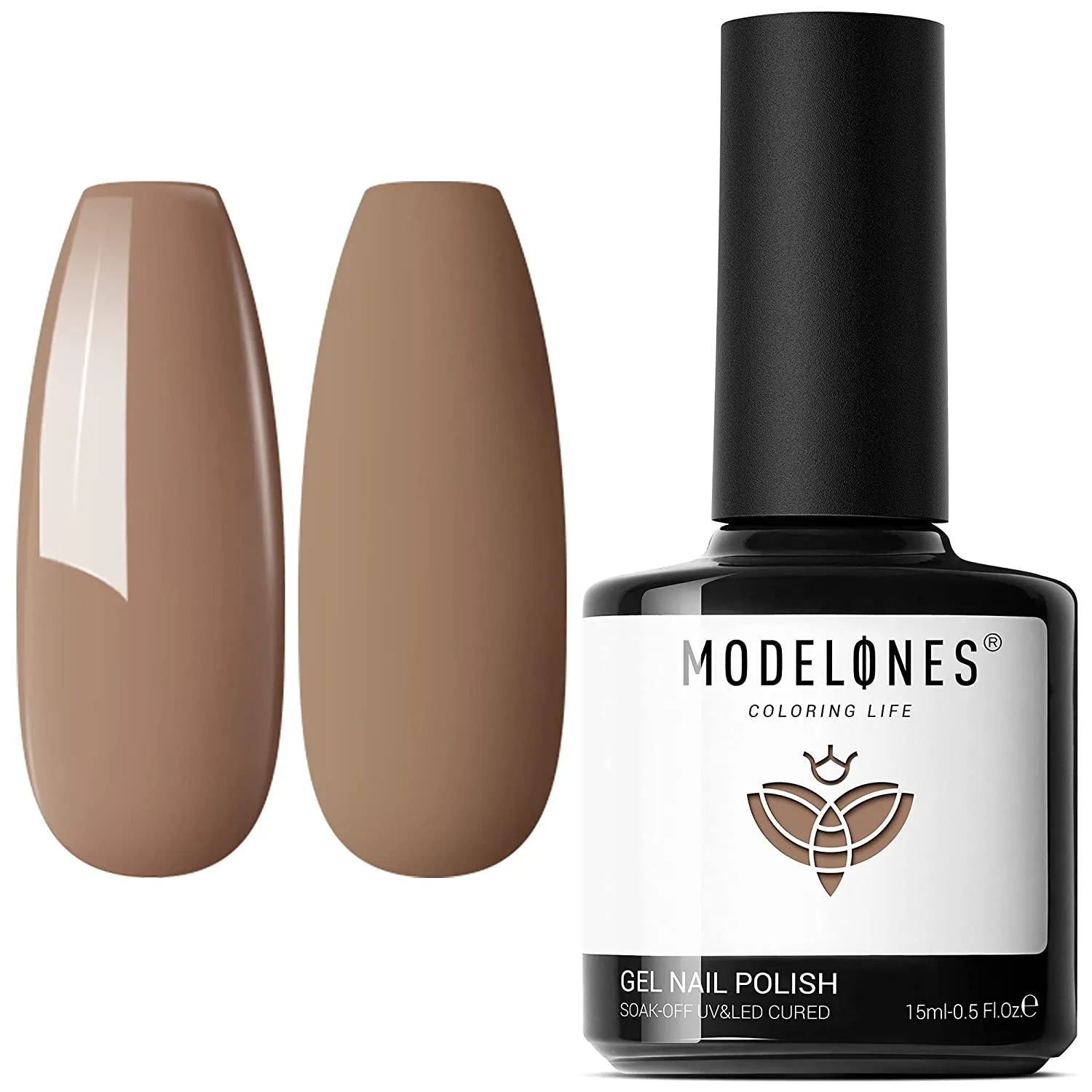 Modelones Gel Nail Polish, 15ML Black Color Gel Polish 1 Pcs Soak Off LED All Seasons Black Nail Polish Gel Starter Professional Salon Manicure Nail Art Home DIY