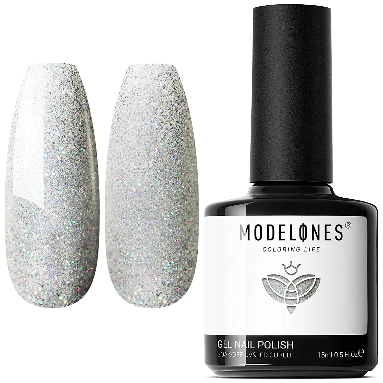 Modelones Gel Nail Polish, 15ML Black Color Gel Polish 1 Pcs Soak Off LED All Seasons Black Nail Polish Gel Starter Professional Salon Manicure Nail Art Home DIY