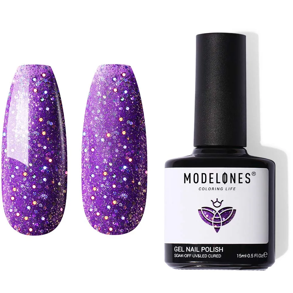 Modelones Gel Nail Polish, 15ML Black Color Gel Polish 1 Pcs Soak Off LED All Seasons Black Nail Polish Gel Starter Professional Salon Manicure Nail Art Home DIY