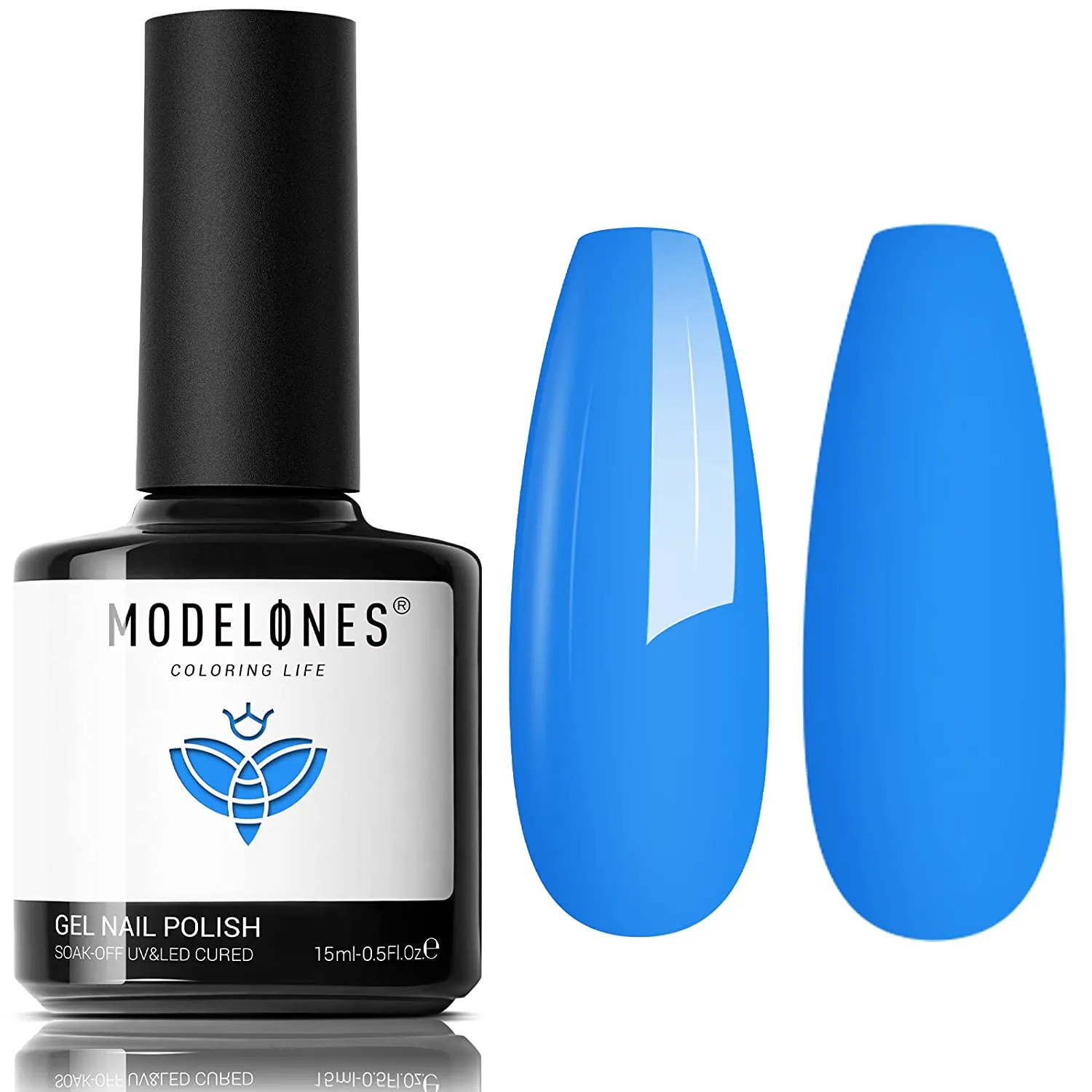 Modelones Gel Nail Polish, 15ML Black Color Gel Polish 1 Pcs Soak Off LED All Seasons Black Nail Polish Gel Starter Professional Salon Manicure Nail Art Home DIY