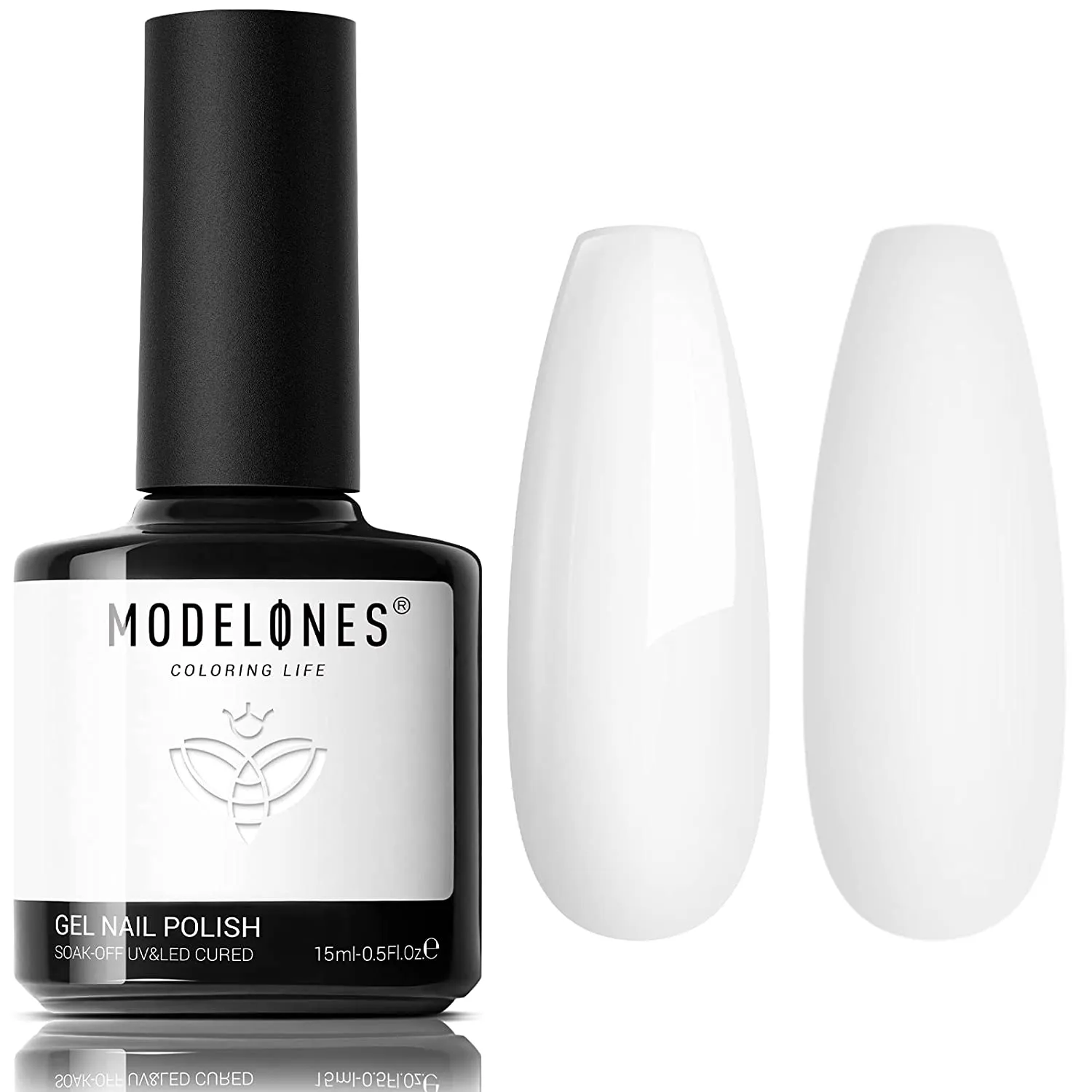 Modelones Gel Nail Polish, 15ML Black Color Gel Polish 1 Pcs Soak Off LED All Seasons Black Nail Polish Gel Starter Professional Salon Manicure Nail Art Home DIY