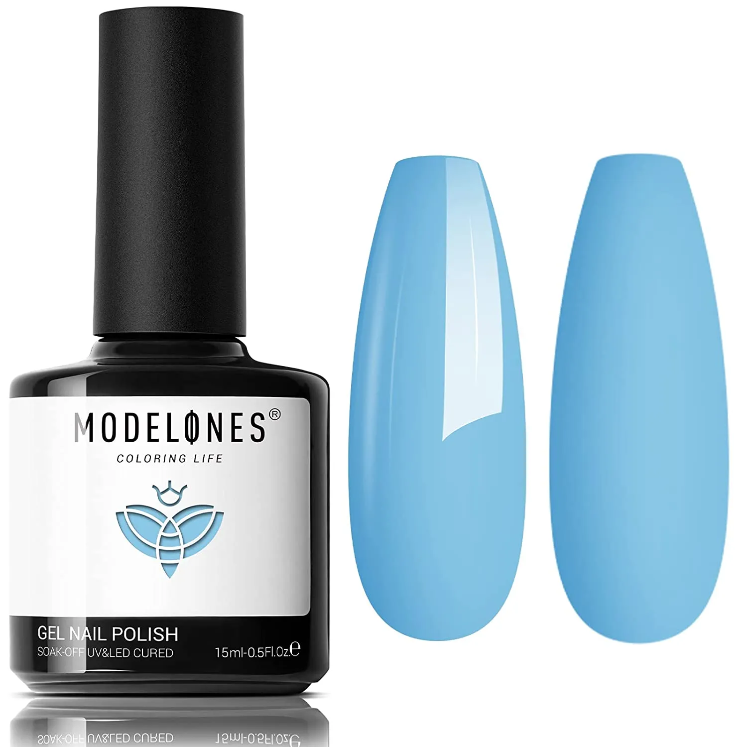 Modelones Gel Nail Polish, 15ML Black Color Gel Polish 1 Pcs Soak Off LED All Seasons Black Nail Polish Gel Starter Professional Salon Manicure Nail Art Home DIY
