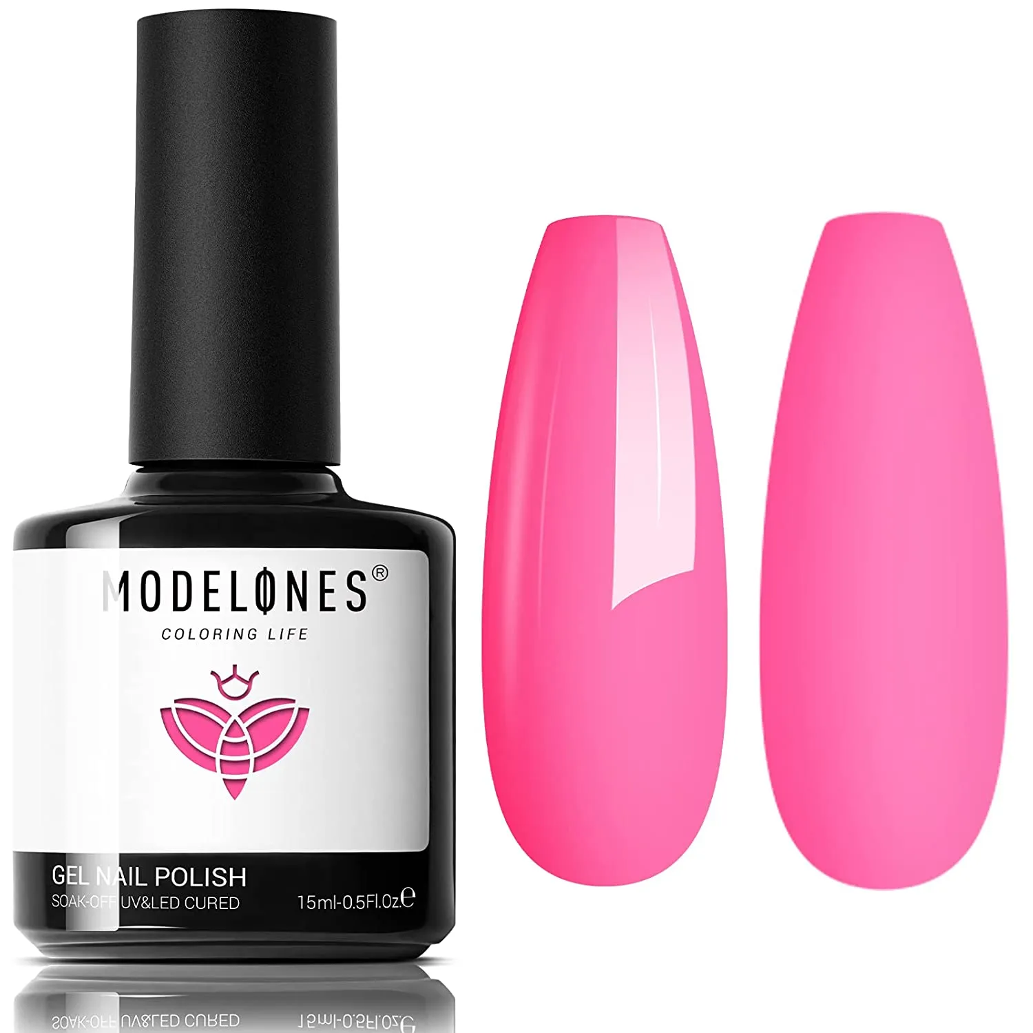 Modelones Gel Nail Polish, 15ML Black Color Gel Polish 1 Pcs Soak Off LED All Seasons Black Nail Polish Gel Starter Professional Salon Manicure Nail Art Home DIY
