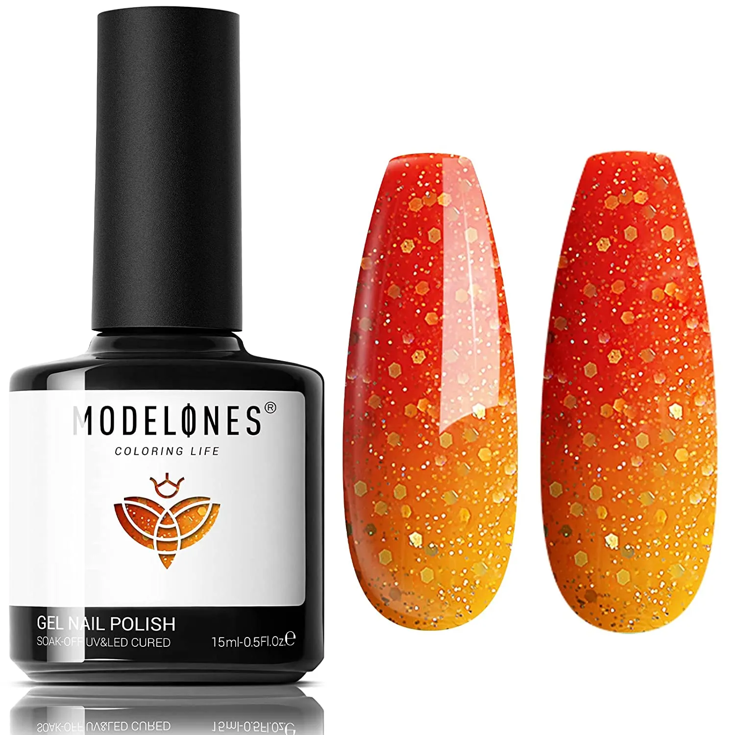 Modelones Gel Nail Polish, 15ML Black Color Gel Polish 1 Pcs Soak Off LED All Seasons Black Nail Polish Gel Starter Professional Salon Manicure Nail Art Home DIY