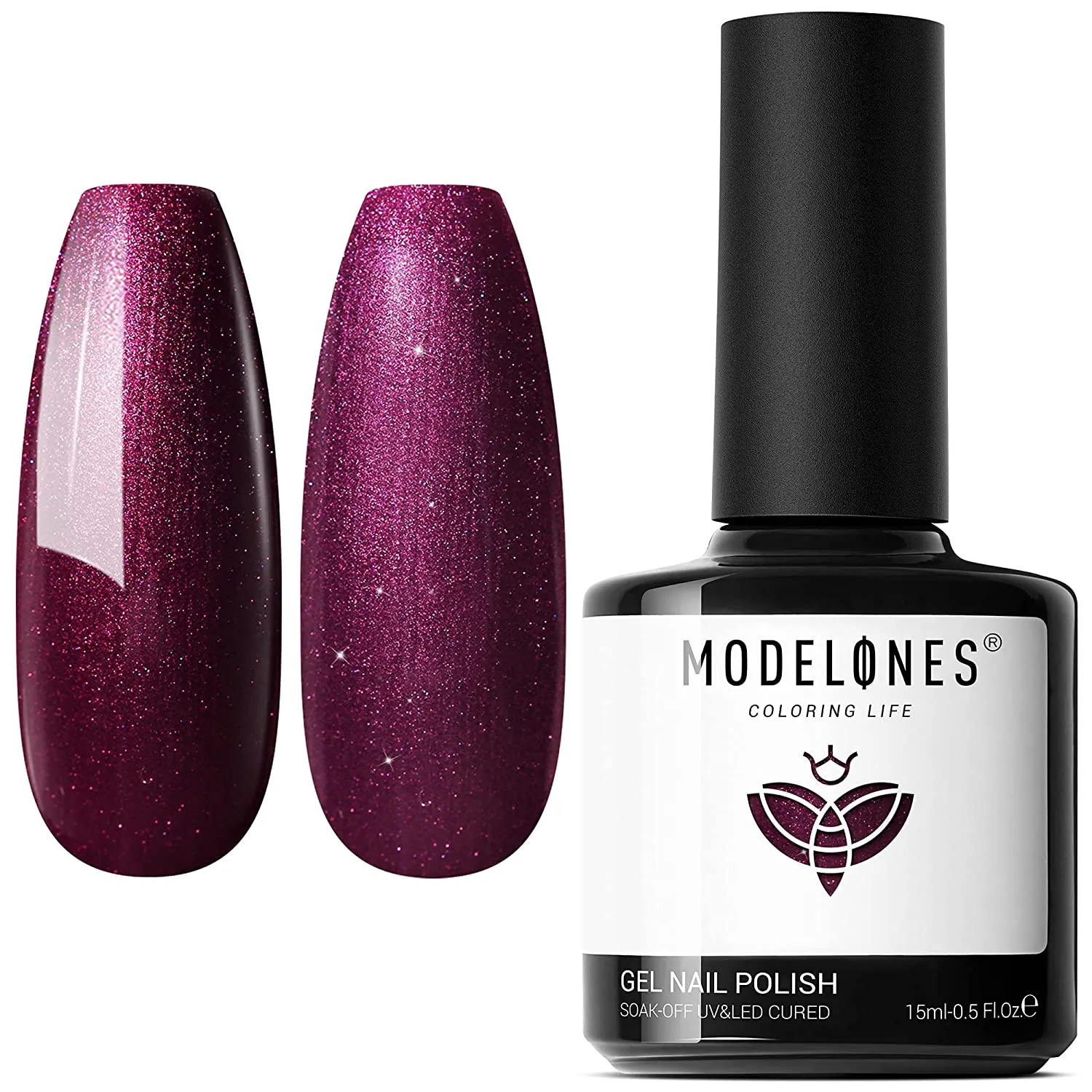 Modelones Gel Nail Polish, 15ML Black Color Gel Polish 1 Pcs Soak Off LED All Seasons Black Nail Polish Gel Starter Professional Salon Manicure Nail Art Home DIY