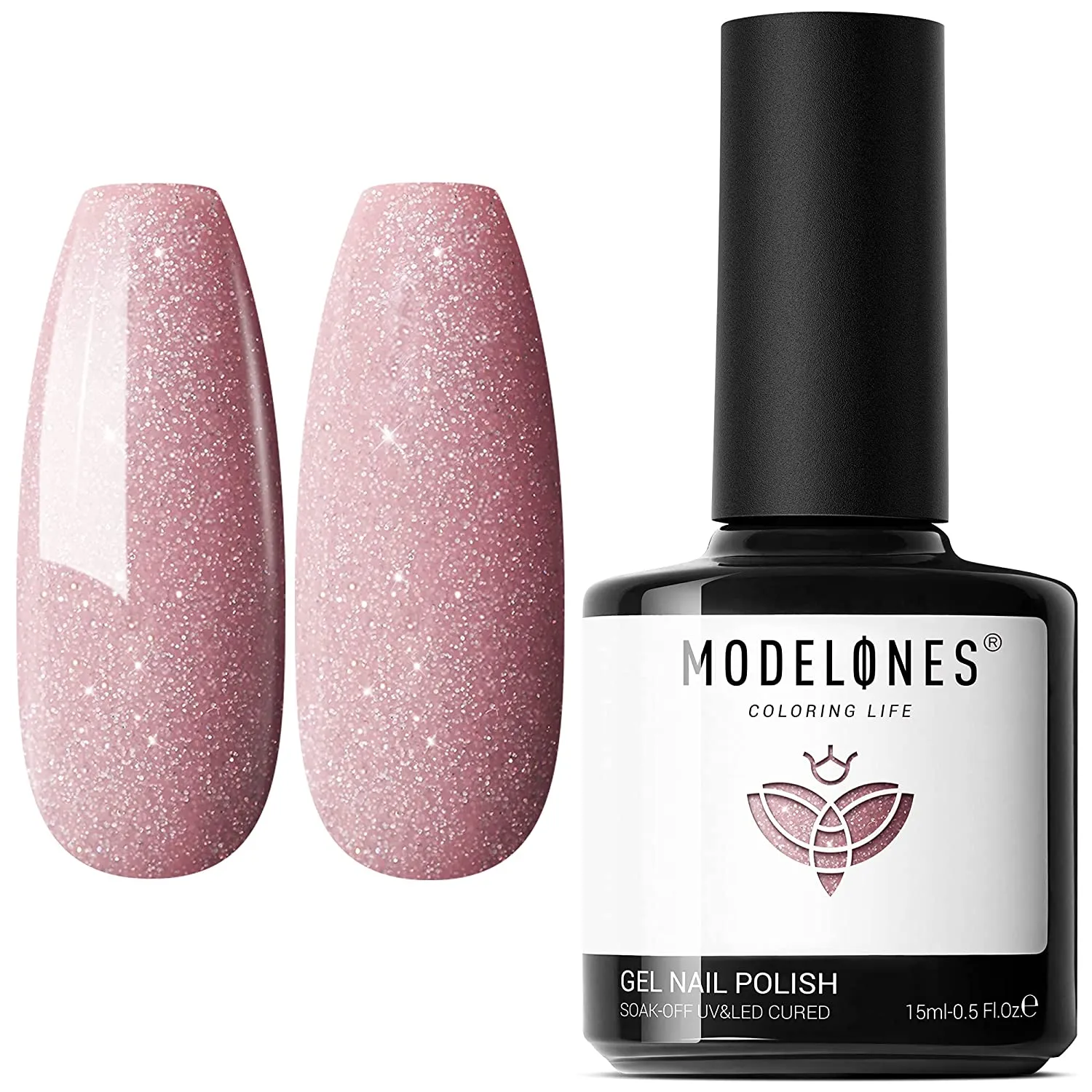 Modelones Gel Nail Polish, 15ML Black Color Gel Polish 1 Pcs Soak Off LED All Seasons Black Nail Polish Gel Starter Professional Salon Manicure Nail Art Home DIY