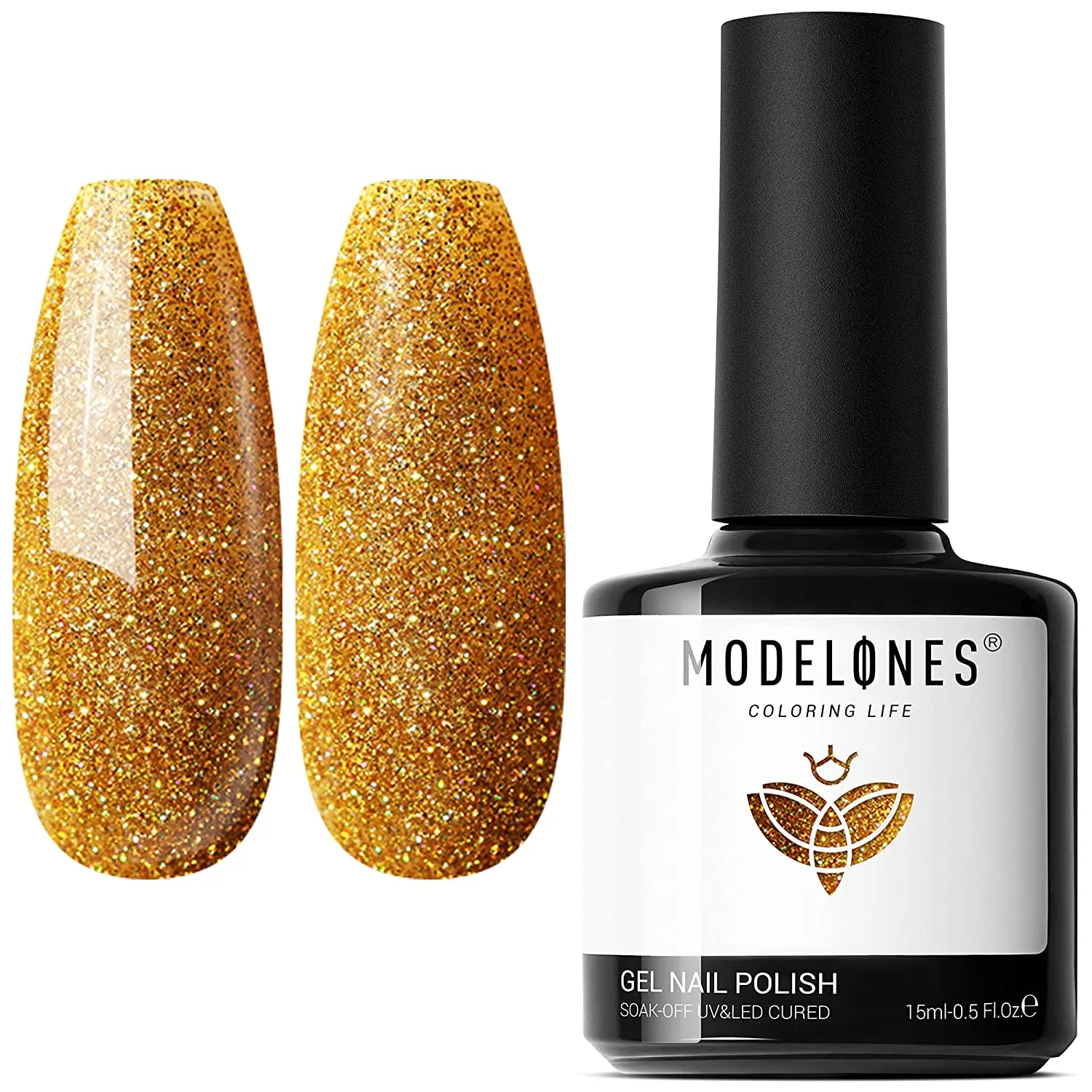 Modelones Gel Nail Polish, 15ML Black Color Gel Polish 1 Pcs Soak Off LED All Seasons Black Nail Polish Gel Starter Professional Salon Manicure Nail Art Home DIY