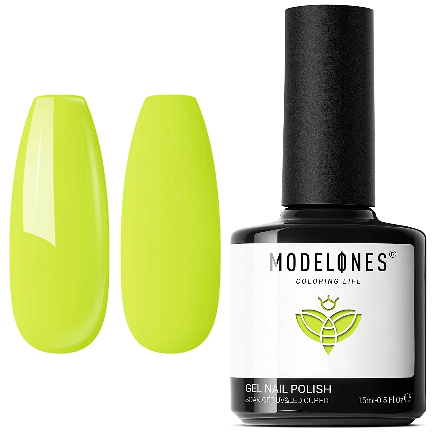 Modelones Gel Nail Polish, 15ML Black Color Gel Polish 1 Pcs Soak Off LED All Seasons Black Nail Polish Gel Starter Professional Salon Manicure Nail Art Home DIY
