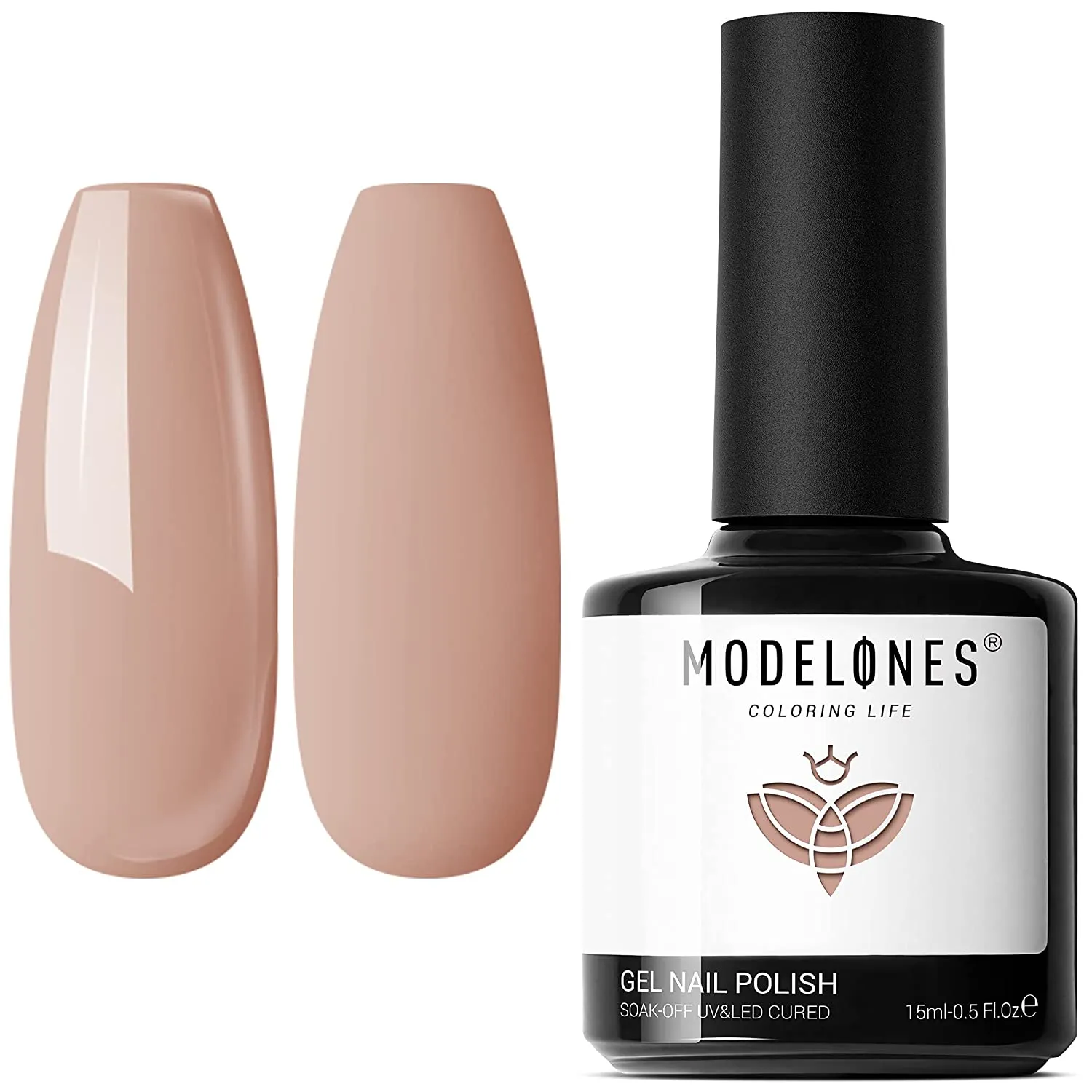 Modelones Gel Nail Polish, 15ML Black Color Gel Polish 1 Pcs Soak Off LED All Seasons Black Nail Polish Gel Starter Professional Salon Manicure Nail Art Home DIY