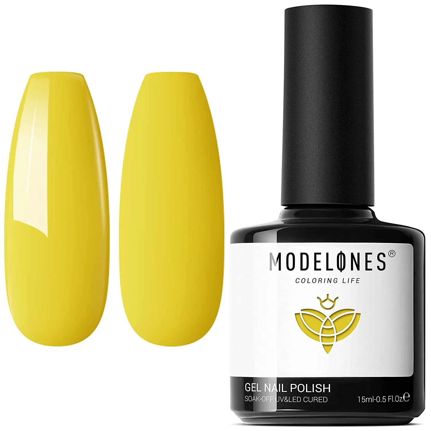 Modelones Gel Nail Polish, 15ML Black Color Gel Polish 1 Pcs Soak Off LED All Seasons Black Nail Polish Gel Starter Professional Salon Manicure Nail Art Home DIY