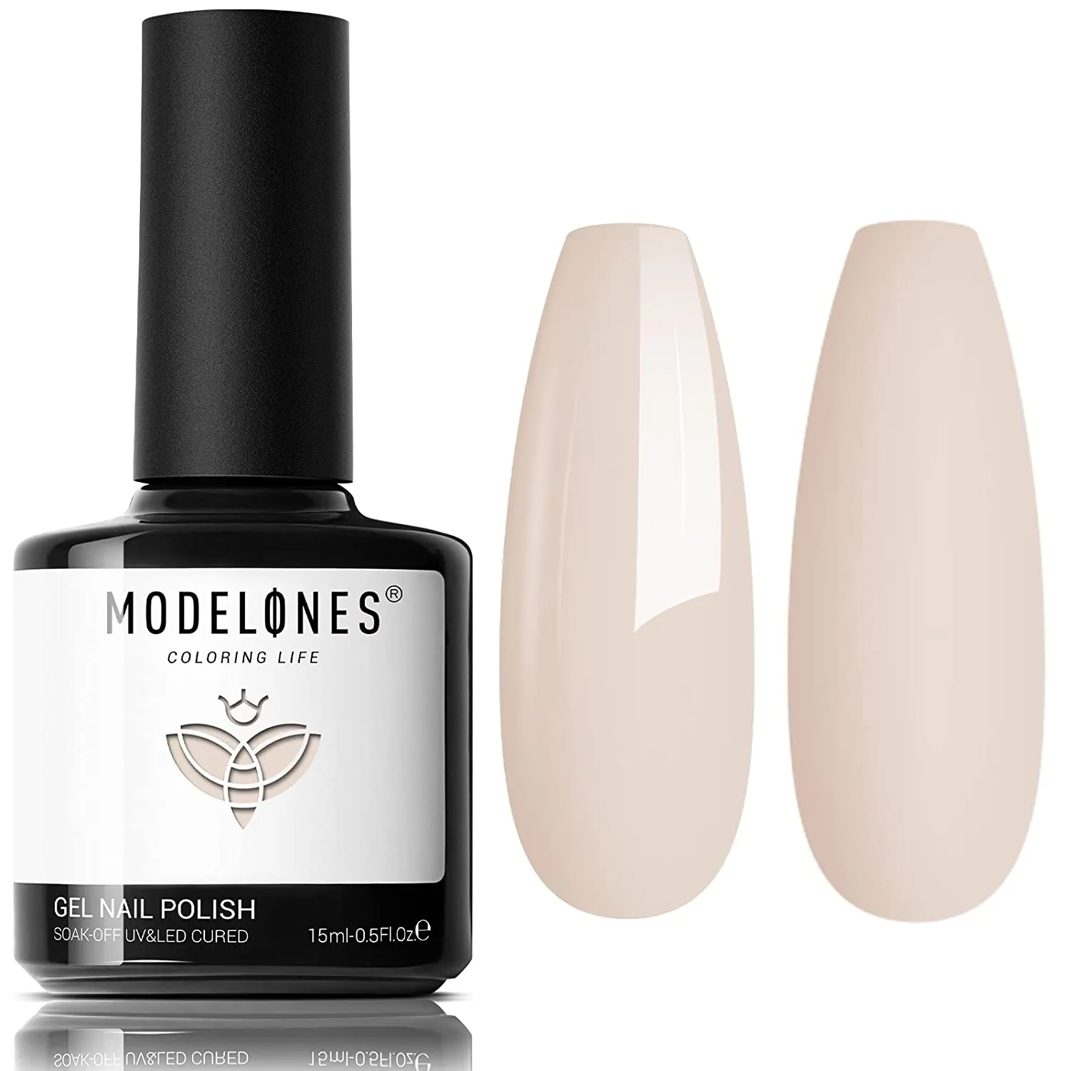 Modelones Gel Nail Polish, 15ML Black Color Gel Polish 1 Pcs Soak Off LED All Seasons Black Nail Polish Gel Starter Professional Salon Manicure Nail Art Home DIY