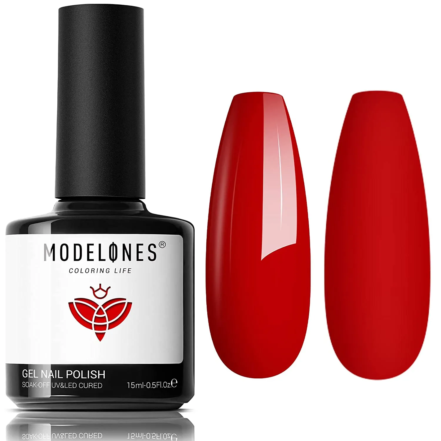 Modelones Gel Nail Polish, 15ML Black Color Gel Polish 1 Pcs Soak Off LED All Seasons Black Nail Polish Gel Starter Professional Salon Manicure Nail Art Home DIY