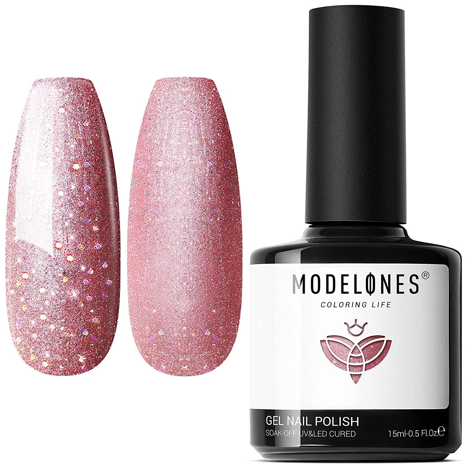 Modelones Gel Nail Polish, 15ML Black Color Gel Polish 1 Pcs Soak Off LED All Seasons Black Nail Polish Gel Starter Professional Salon Manicure Nail Art Home DIY