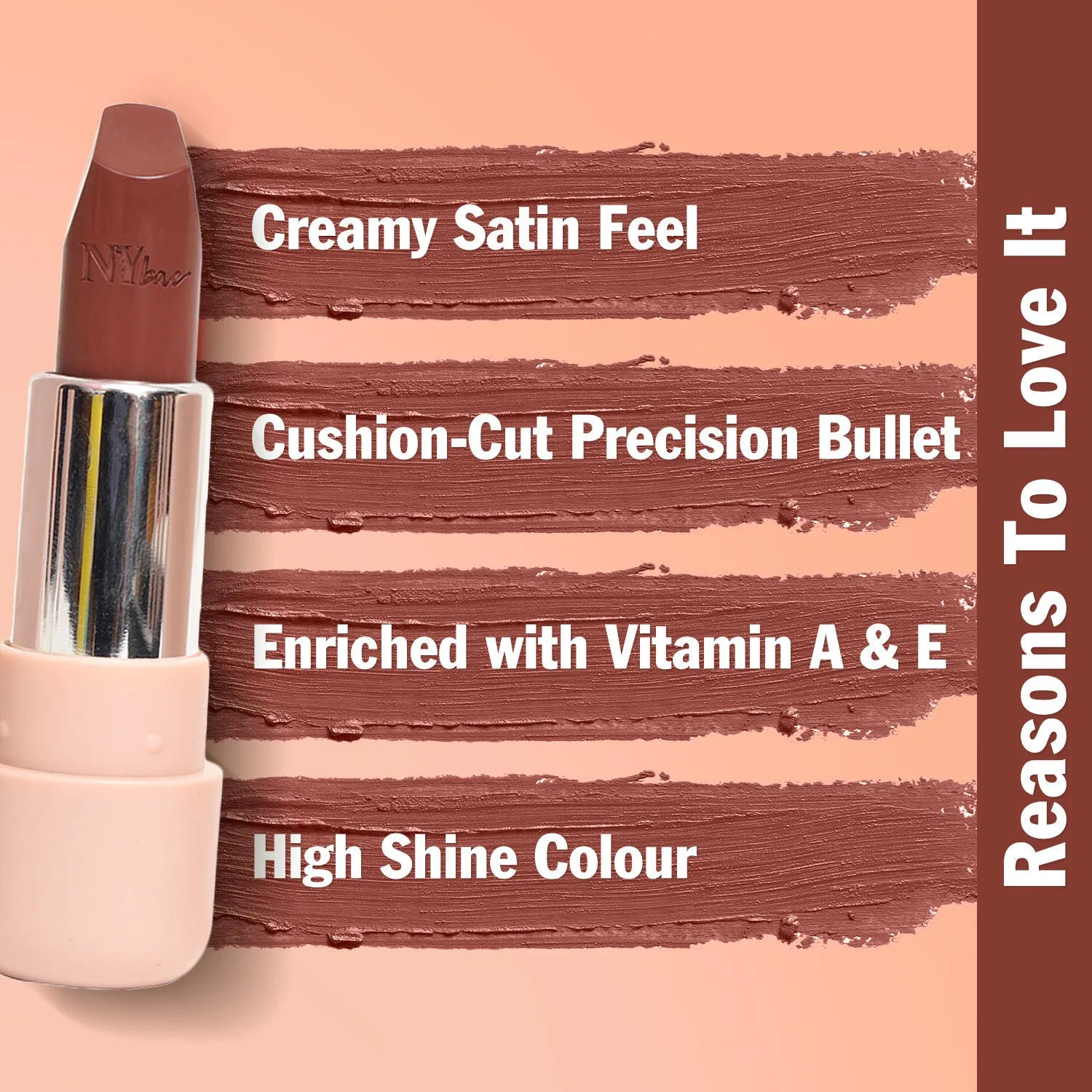 NY Bae Satin Matte Lipstick - Need Nude 08 | Brown | Creamy Satin Finish | High Shine Colour | Hydrating | Long-Lasting | Weightless