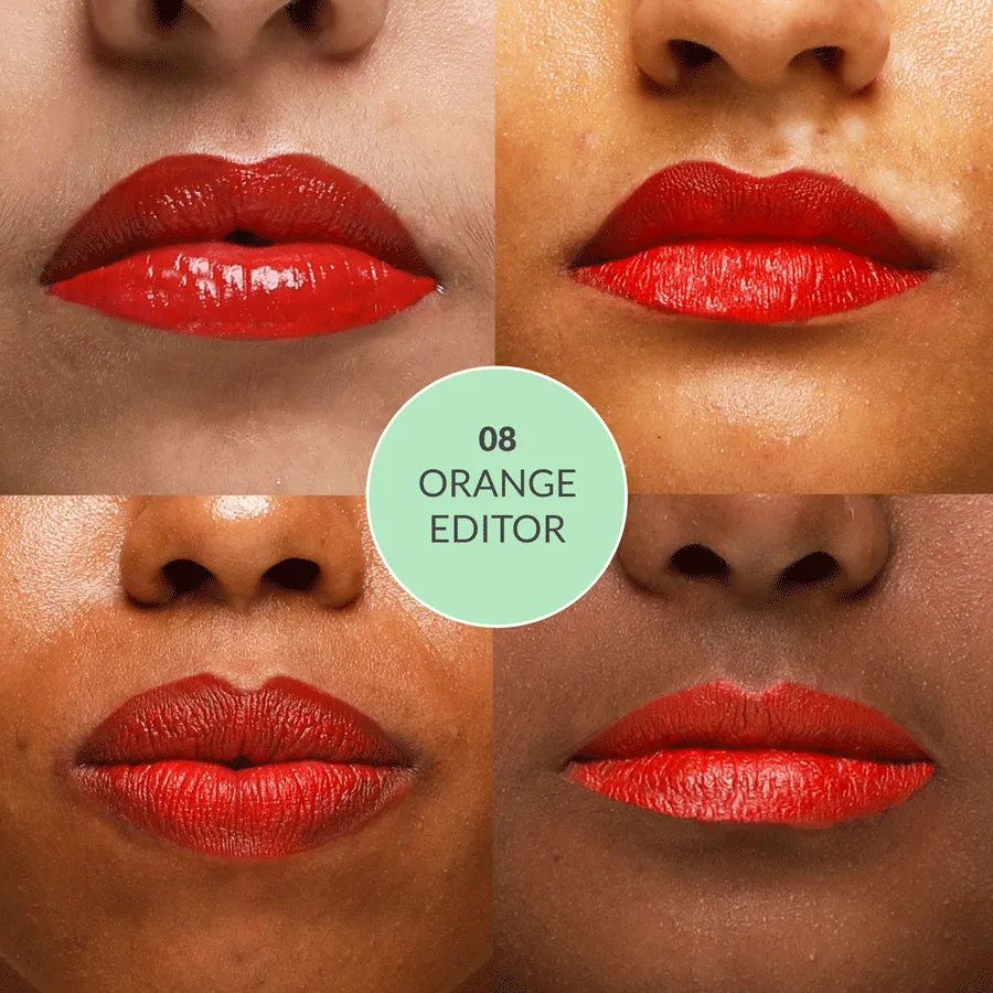 Satin Matte Lipstick Orange Editor 08 | ULTRA LIGHT & COMFORTABLE | ENRICHED WITH PLANT OILS