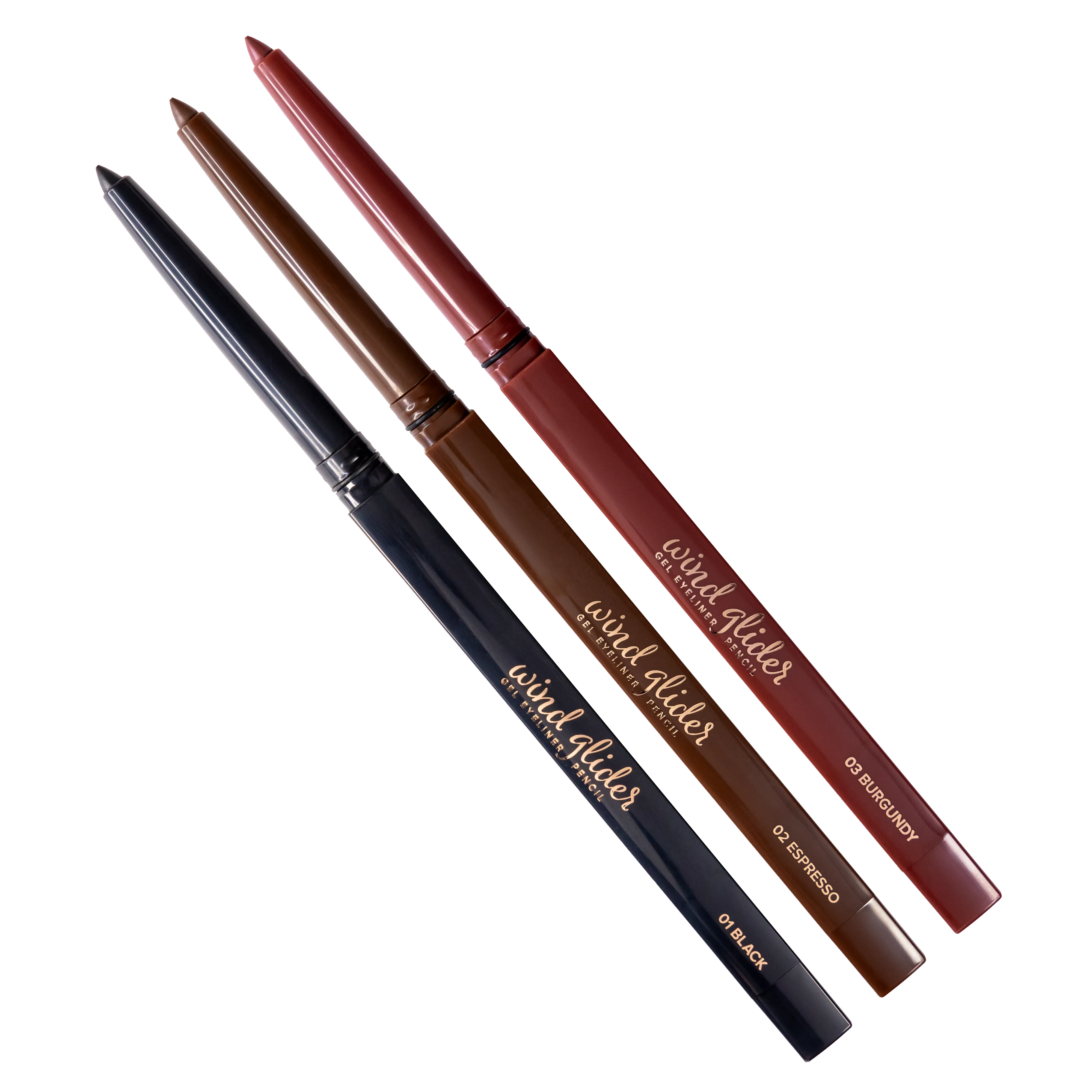 Whats Up Beauty - Wind Glider Gel Eyeliner Pencils (01 Black, 02 Espresso, 03 Burgundy)